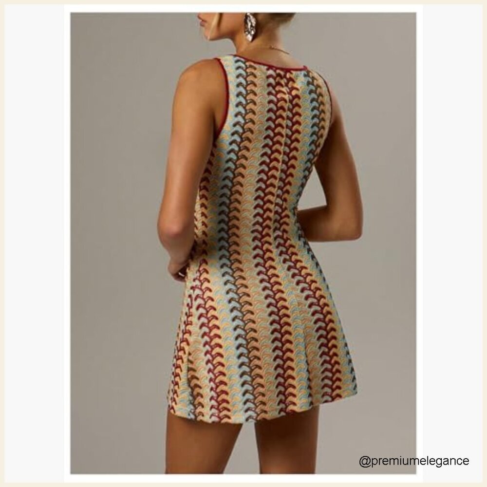 Crochet Mini Dress A-Line Sundress Sleeveless Summer Boho Beach Vacation - Picture 4 of 5